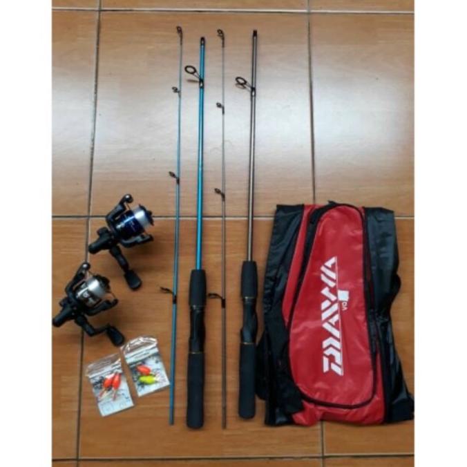 Pancing Joran Set Komplet ( 2 Joran 2 Reel 2 Kail Pelampung 1 Tas )