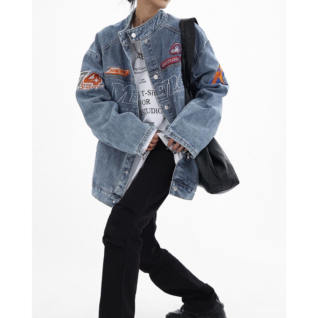 COD##jaket jeans wanita ootd korean style/jaket denim high street vintage biru wanita