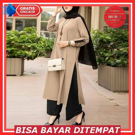 Tunik Wanita 2022 Muslim Busui Premium Long Dress Korea Style C6E1 Baju Atasan Wanita Muslimah Impor