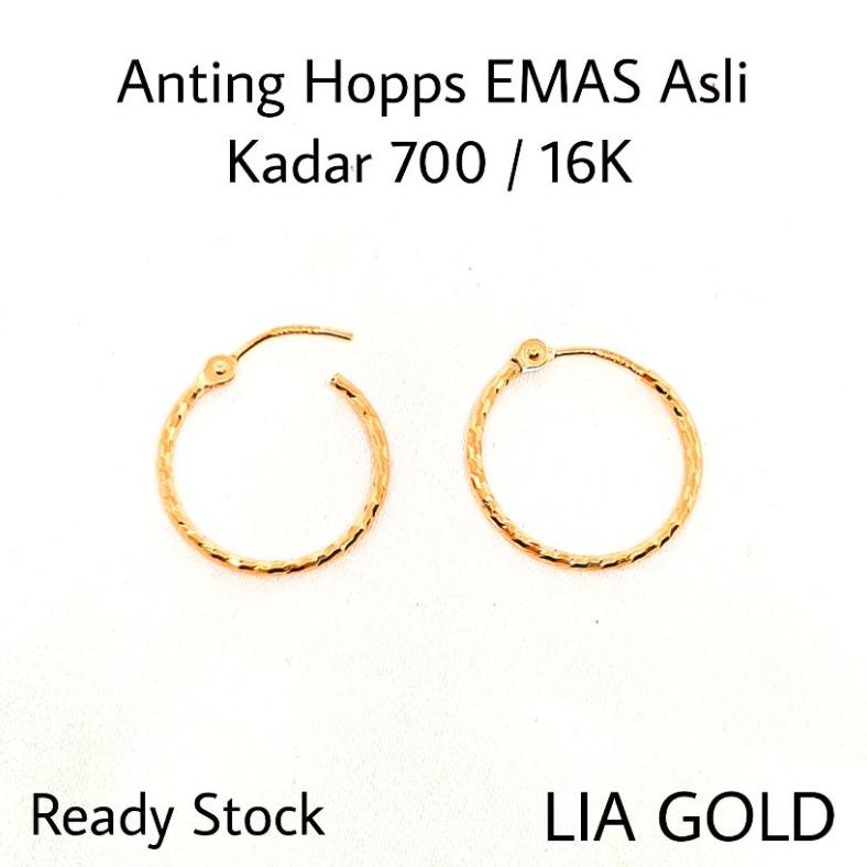 NTA305 Anting Hoops Bulat EMAS ASLI Kadar 700 / 16K ( TOKO MAS LIA GOLD BEKASI ) *