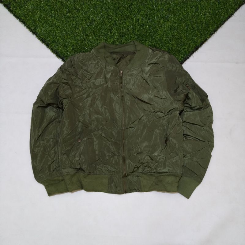 jaket bomber basic army second bekas original branded casual