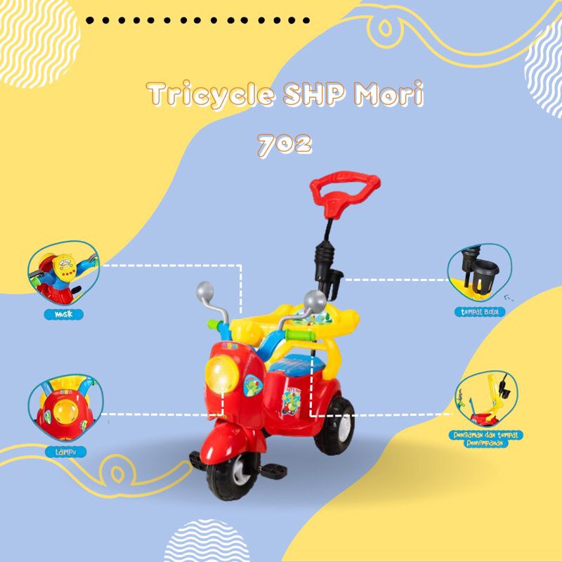 SHP 702 Ride On  Mainan Motor Vespa Anak Sepeda Roda Tiga (Musik &amp; Lampu)