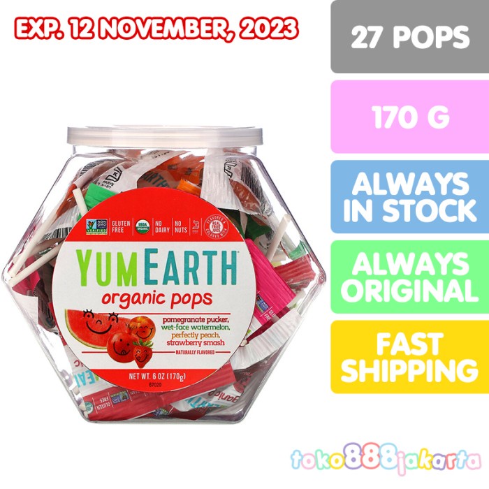 

YUMEARTH 27 ORGANIC POPS TOPLES 170 GRAM YUM EARTH