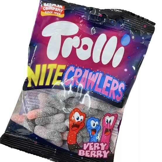 

TROLLI Nite Crawlers Verry Berry Gummy Candy Sour Permen Lunak 80gram