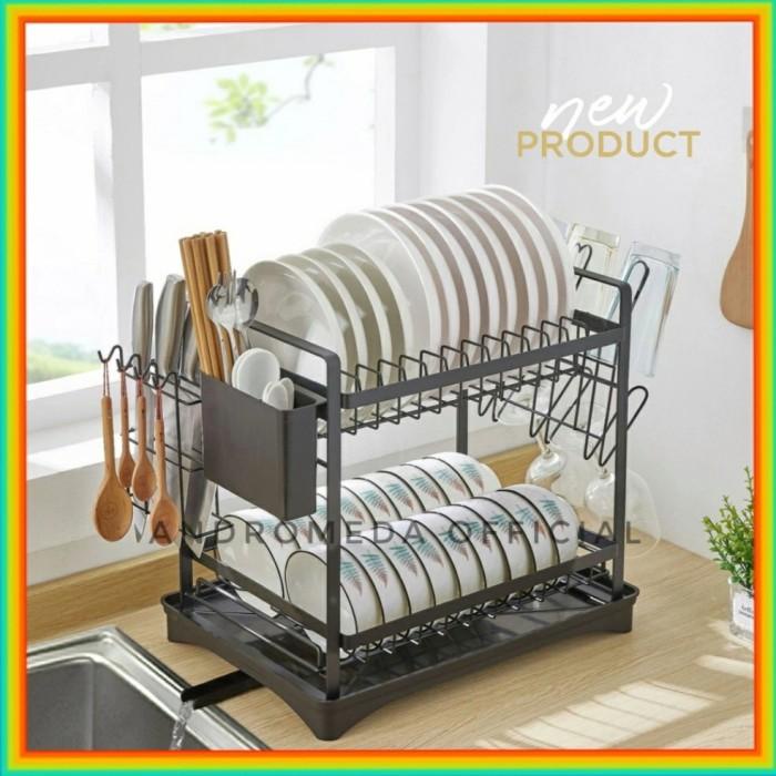 Dish Dryer Rak Pengering Piring 2 Tingkat Anti Karat Dish Drying Rack