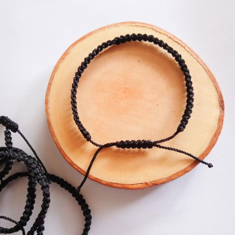 Gelang Tali Nilon Gelang Tali Kepang Anyaman Gelang Tangan Hitam Polos Gelang Couple Gelang Sahabat