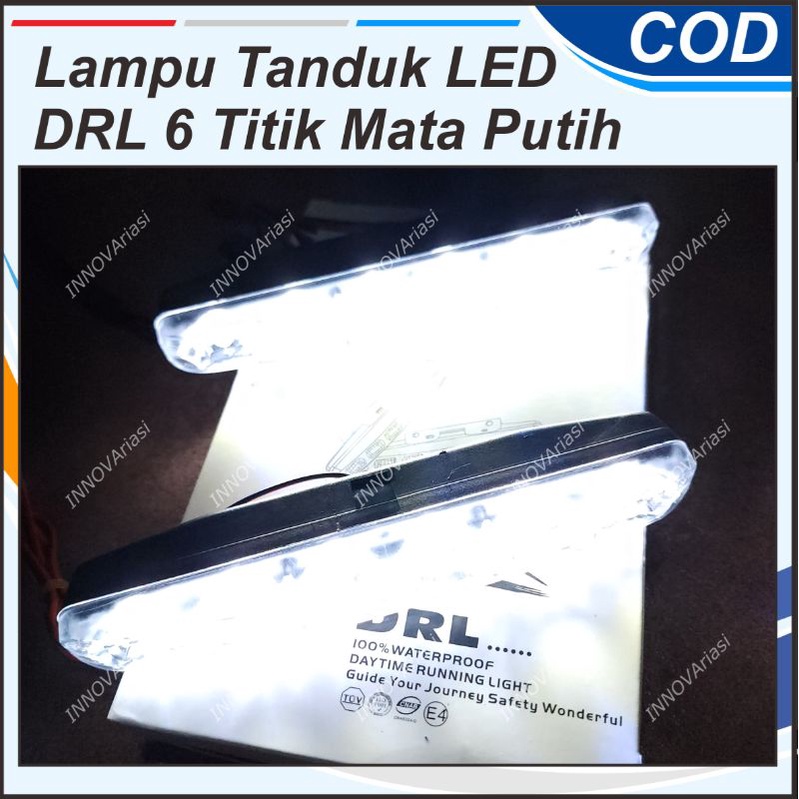 LAMPU TEMBAK SOROT DRL LED MOBIL 6 MATA TERANG PUTIH CRYSTAL TANDUK DEPAN GRIL BUMPER MOBIL WATERPRO