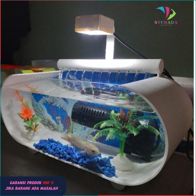 Aquarium Mini/ Aquarium Akrilik/ Aquarium Ikan Cupang Guppy Plus Mesin