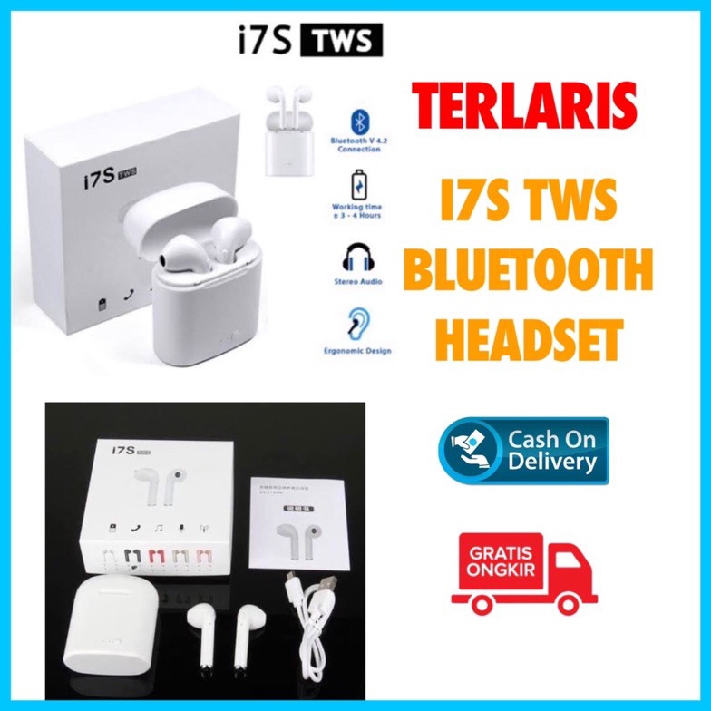4.4 Brand Headset Bluetooth I7S TWS 5.0 Twin Headset Bluetooth True Wireless untuk Android iOS Ori
