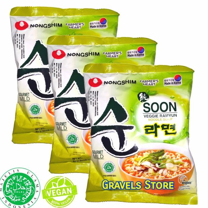 

[3 Pcs] Nongshim Soon Veggie Ramyun - Mie Ramen Vegan Vegetarian Korea