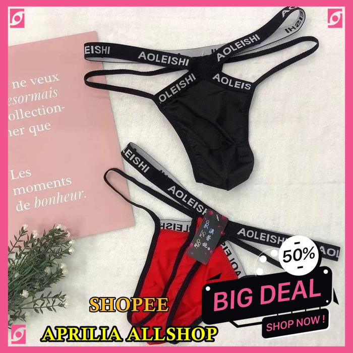 G STRING PRIA SEXY HOT TRANSPARAN LOW WAIST CELANA DALAM PRIA T-BACK THONG UKURAN BESAR Y060 BAHAN B