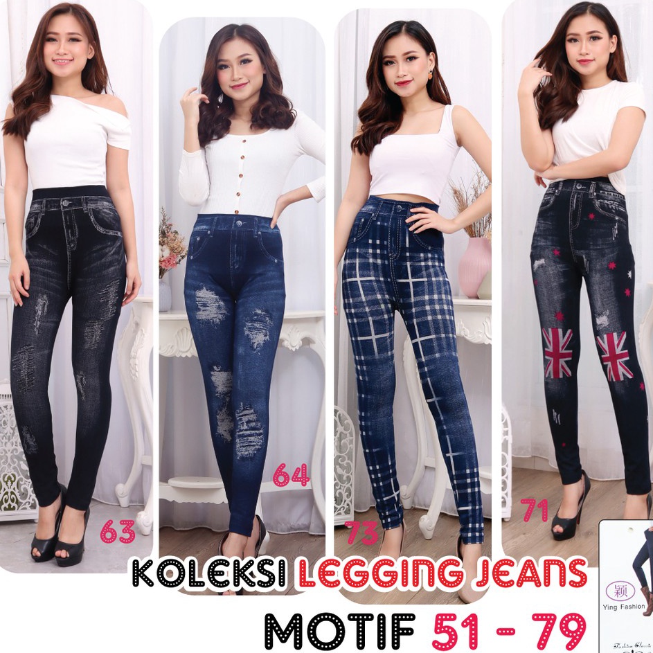 legging Jeans Wanita [ motif 51 - 79] / Leging JEANS import / Legging wanita jumbo ▪ ANR.16Jn23ғ