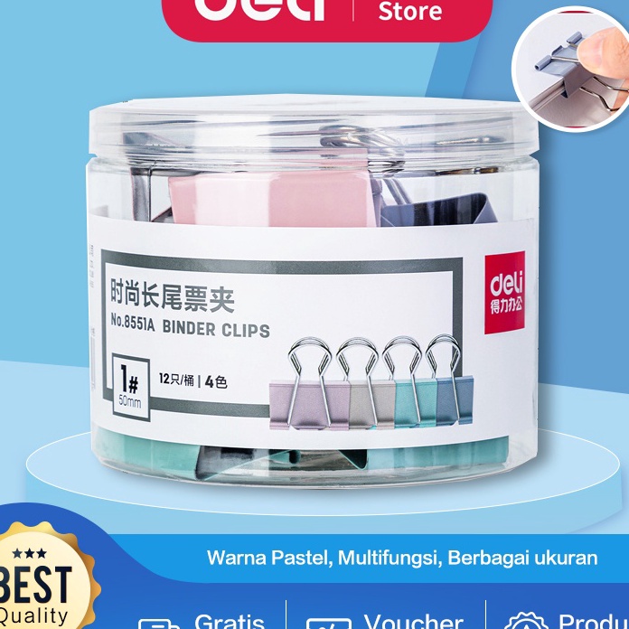 

Jangan Sampai Kehabisan!!!❄️ Deli Binder Clip / Klip Binder / Penjepit Kertas Warna-Warni Pastel 855XA