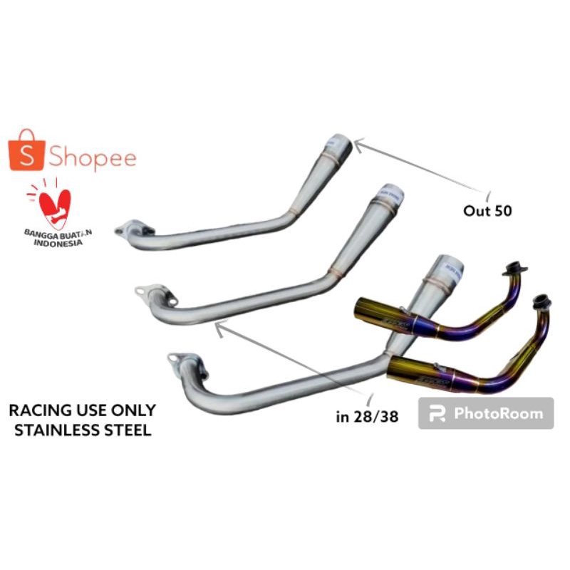 Leher header knalpot YAMAHA XMAX stainless / custom titanium sanblas XMAX 250 ORIGINAL IDC 26 bukan 