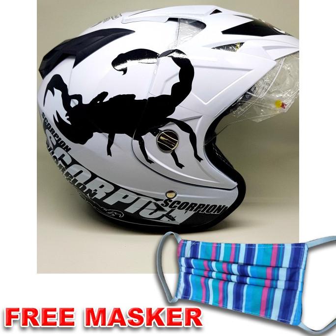 Helmet Double Visor Bxp Motif Scorpions Warna Putih