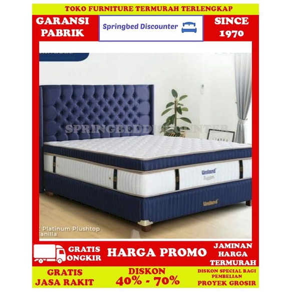 Springbed Spring Bed UNILAND Platinum Plushtop Megan Blue 200x200 Set