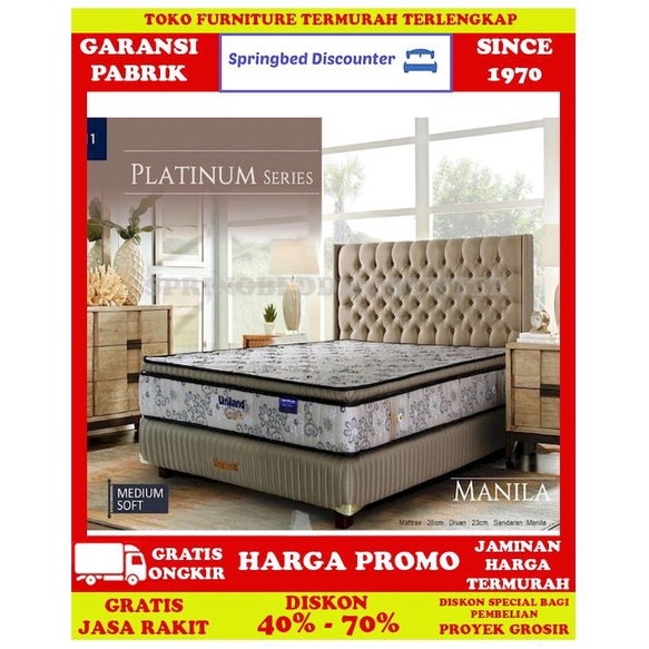 Springbed Spring Bed Single Pillowtop HB Manila Cream 100x200 Set