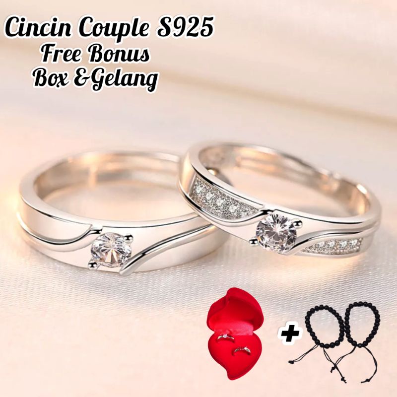 Cincin Couple Perak 925 Ring Pria Wanita Cicin Tunangan Kawin Pasangan Sterling Silver S925 Model ad