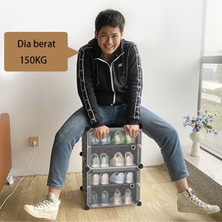 HEINO Lemari rak sepatu kotak tertutup multi-layer rak sepatu tahan debu multi-fungsi kotak sepatu portabel multifungsi dengan