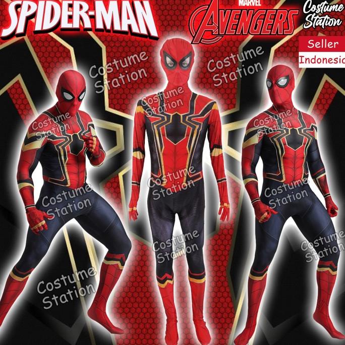 Kostum Spiderman Black Marvel / Costume Avengers Superhero pria dewasa