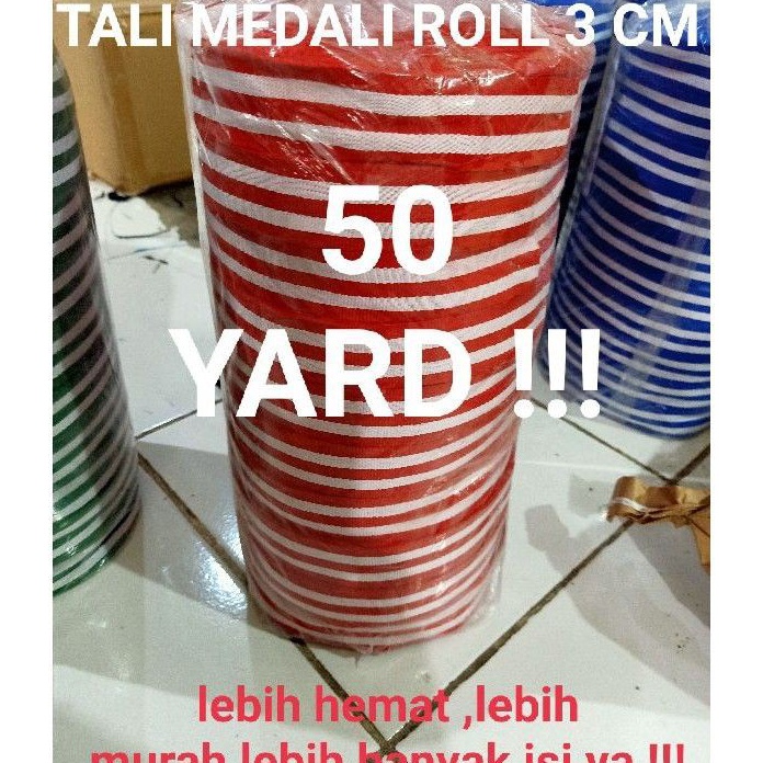 

Di⚡kon !! TALI MEDALI ROLL-AN TALI WEBBING TAPE ROLL UK 3,0 CM X 50 YARD ( ±46 METER )