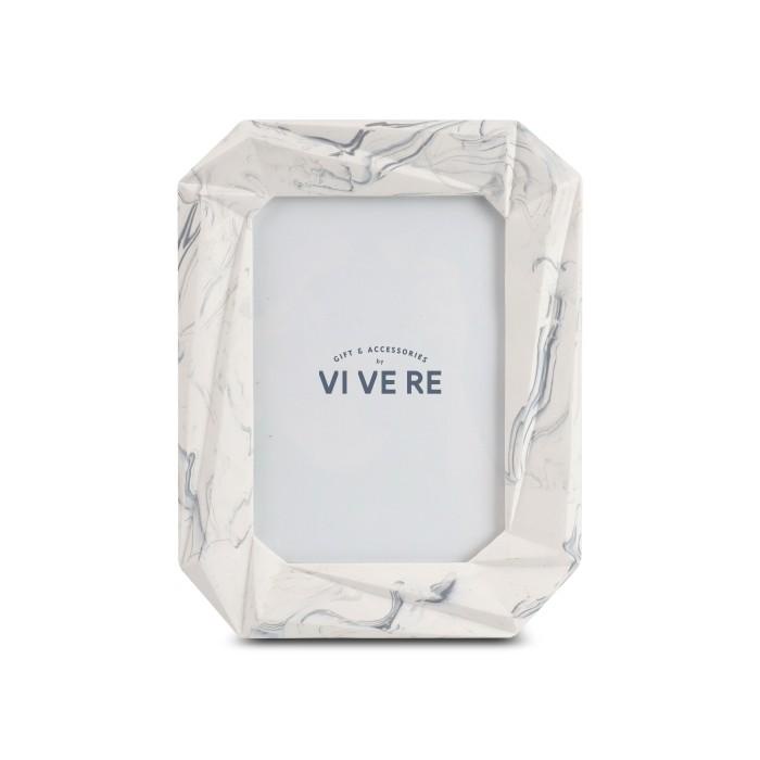 VIVERE Photo Frame Deco Lines Marble White 5X7INCH - Bingkai Foto