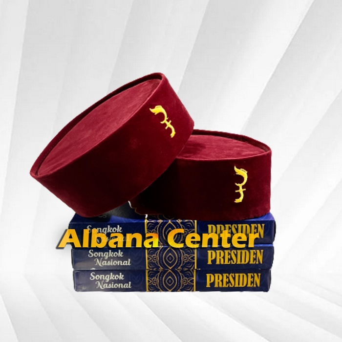 Peci Songkok Kopiah Kujang Siliwangi Bordir Merah Maroon Betawi Marun