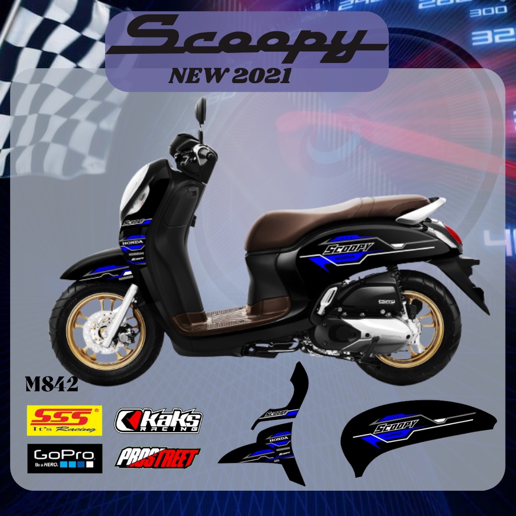 STIKER STRIPING MOTOR SCOOPY NEW 2021 2022 KODE M842 - Sticker Decal Print List Variasi  Motor Honda