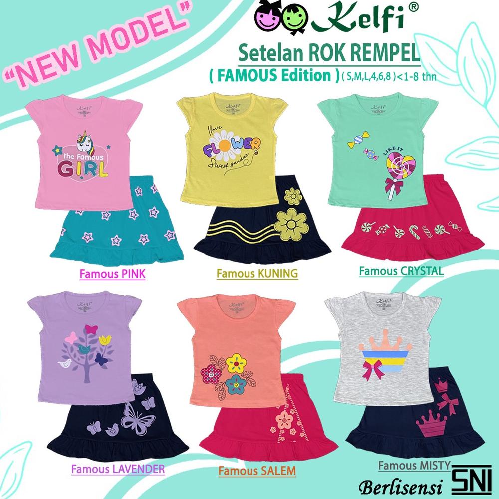 Bisa Cod - KELFI SETELAN ROK REMPEL / SET ANAK CEWEK "FAMOUS EDITION"