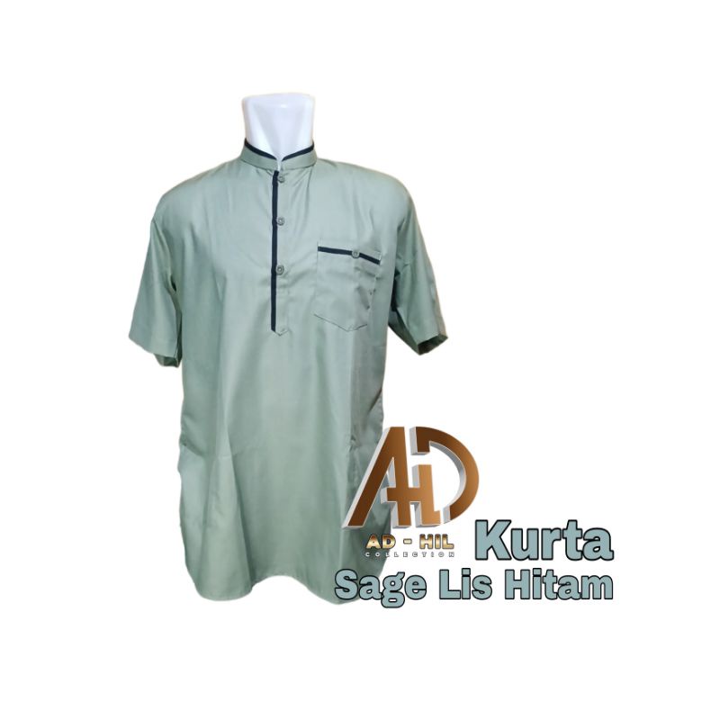 Baju koko kurta sage lis hitam seri #couple ayah & anak