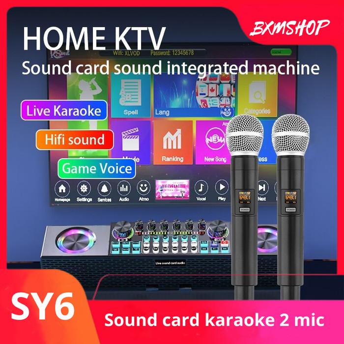 Soundcard Live Soundcard Sy6 Bluetooth Speaker 2 Mic Wireless Microphone Karaoke