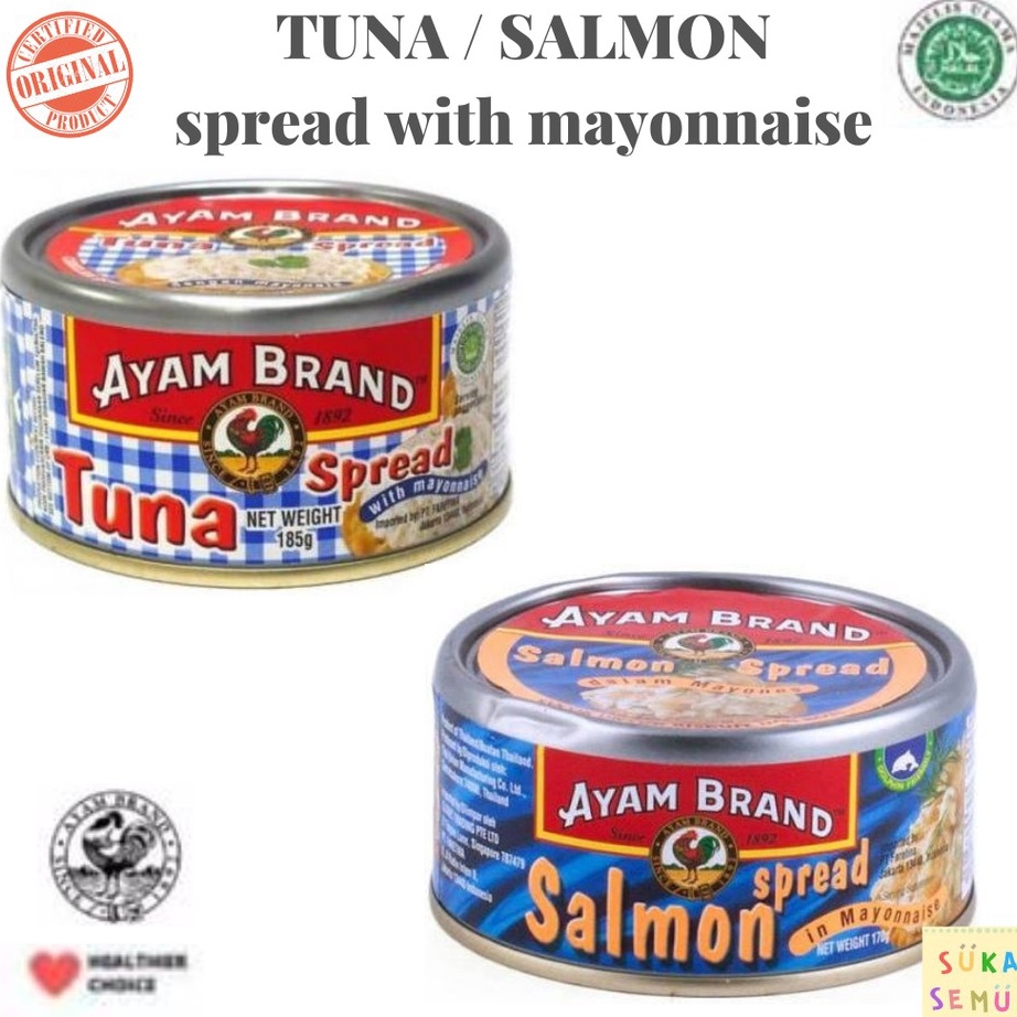 

Limited ⭐ Ayam Brand - TUNA / SALMON spread in mayonnaise (oles mayones / mayonaise) kaleng 160 gram murah