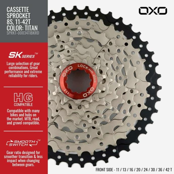 Sprocket slop cassette OXO 8 speed 11-42T