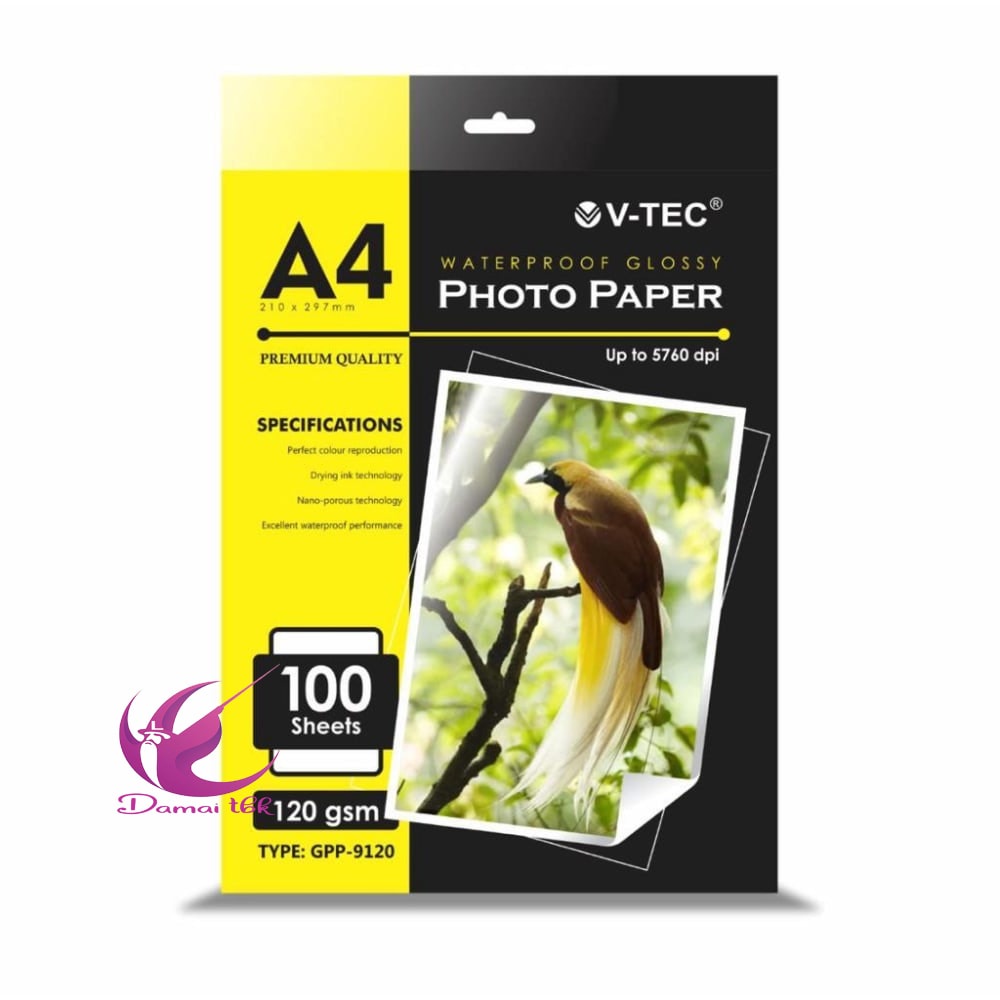 

V-Tec Glossy Photo Paper A4 120 gsm isi 100 lembar GPP-9120