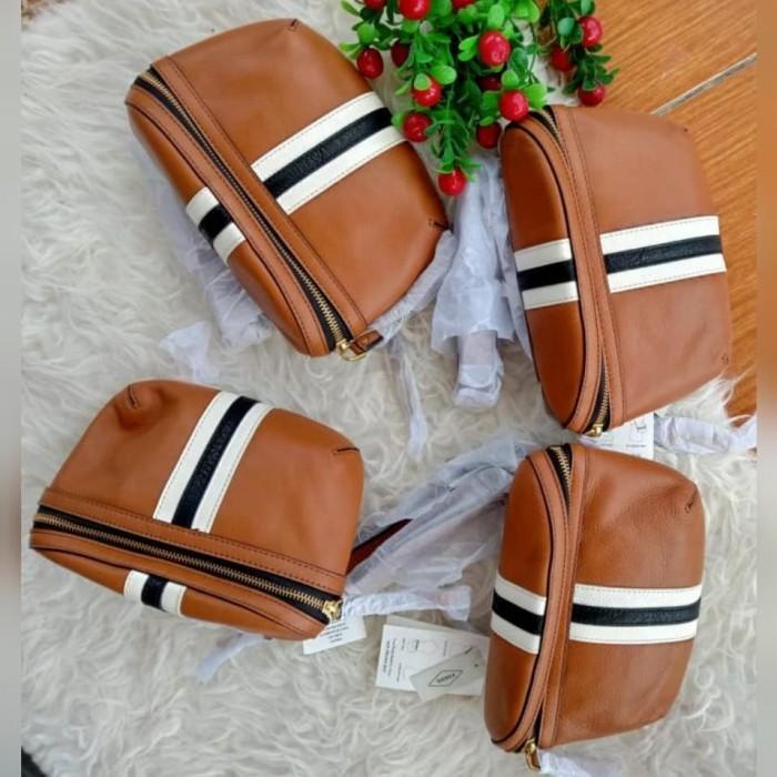 Tas Fossil Brenna belt bag brown stripe black sz 17x14x6cm