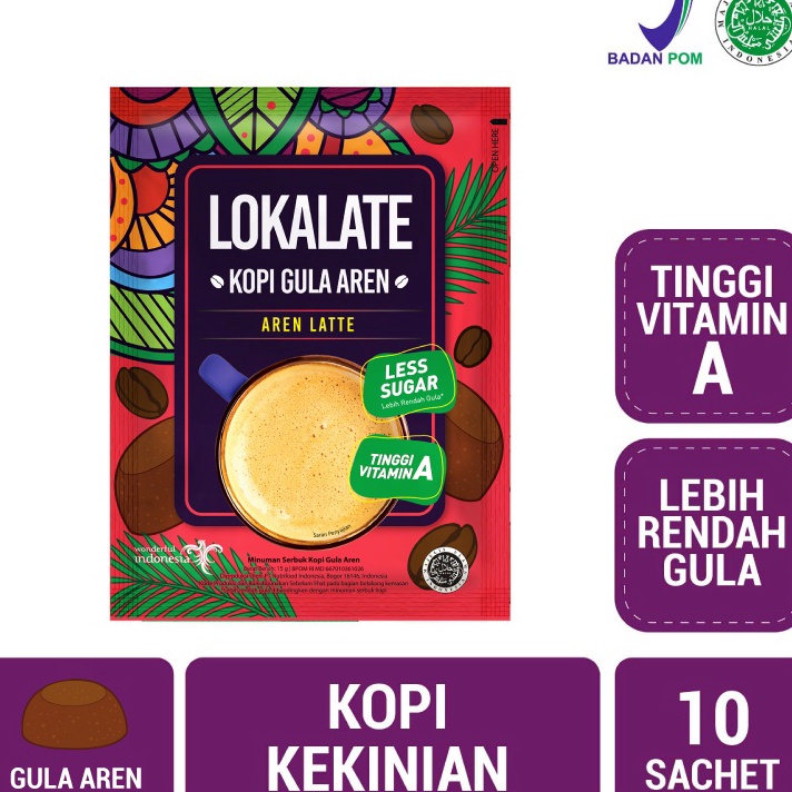 

➶⁎✶ Lokalate Kopi Gula Aren 10 Sachet - Tinggi Vitamin A Lebih Rendah Gula Ready