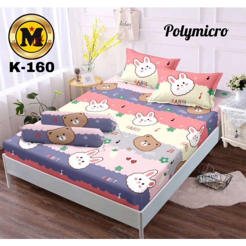 BEDCOVER SET || Bedcover + Sprei Motif Rainbow Rabbit King Single Queen 180x200 160x200 120x200 Bedd