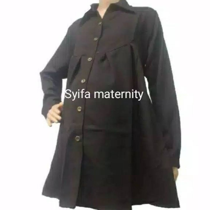 [KODE HKVLR] AT107 Baju Hamil Kemeja Hamil Kerja Polos Lengan Panjang - Lengan Pendek  - Syifa Mater