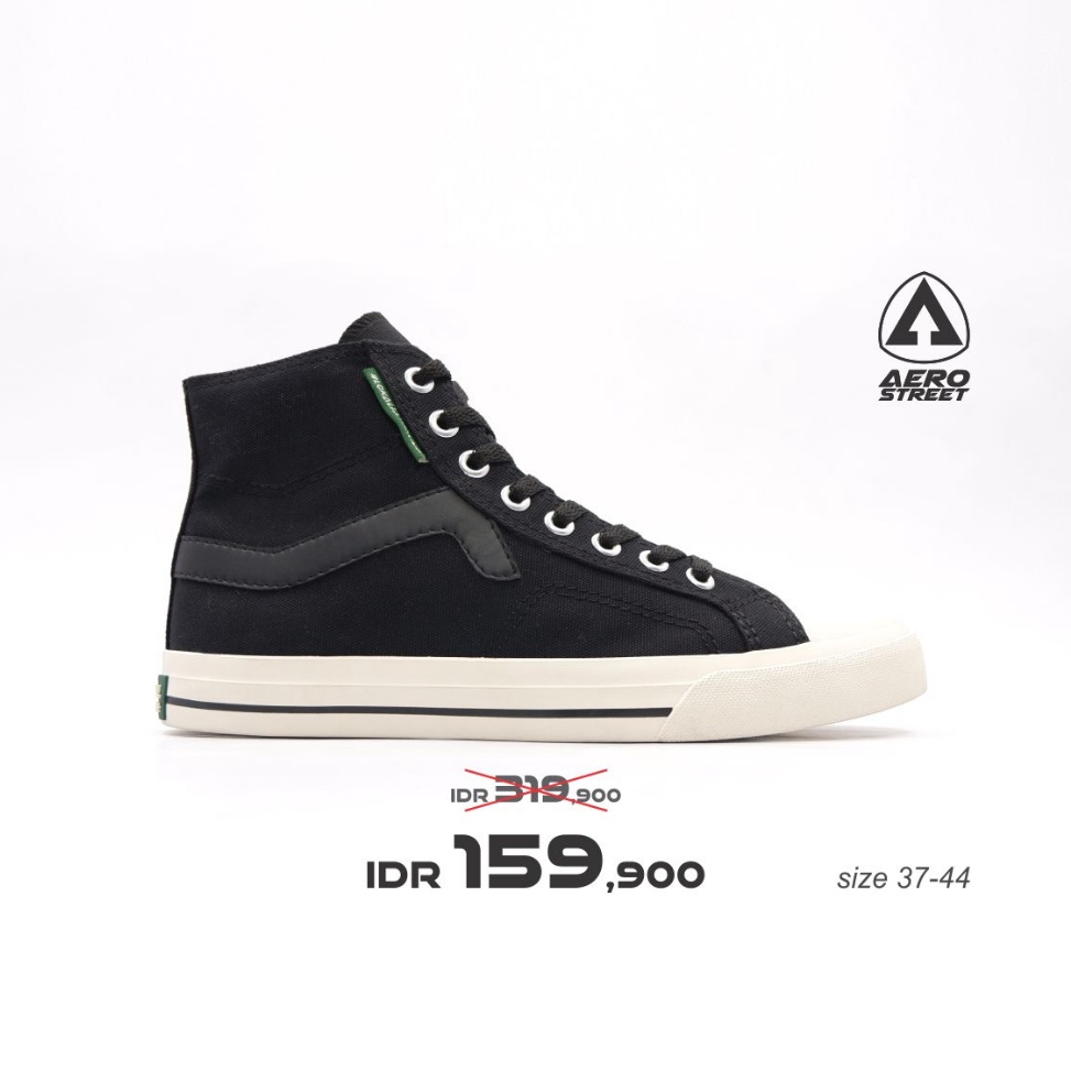 RECOMENDED C86 Aerostreet 37-44 Jhosse High Hitam Hitam - Sepatu Sneakers Casual Pria Wanita Aero St