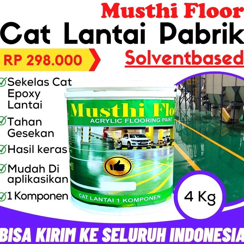 Baru.. Cat Lantai Pabrik Cat Lantai Gudang Solventbase Sekelas Epoxy 5Kg QAK