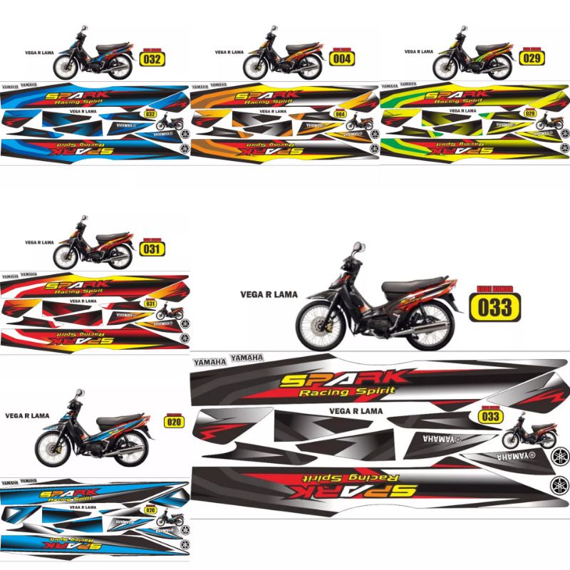 Polet aksesoris body motor Yamaha Vega R lama 110 Sticker Striping Vega R old