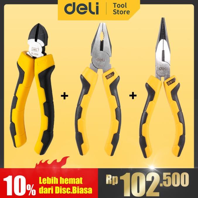 Deli Tang Set - Tang Kombinasi Tang Lancip Tang Potong 1 Set 6 inch