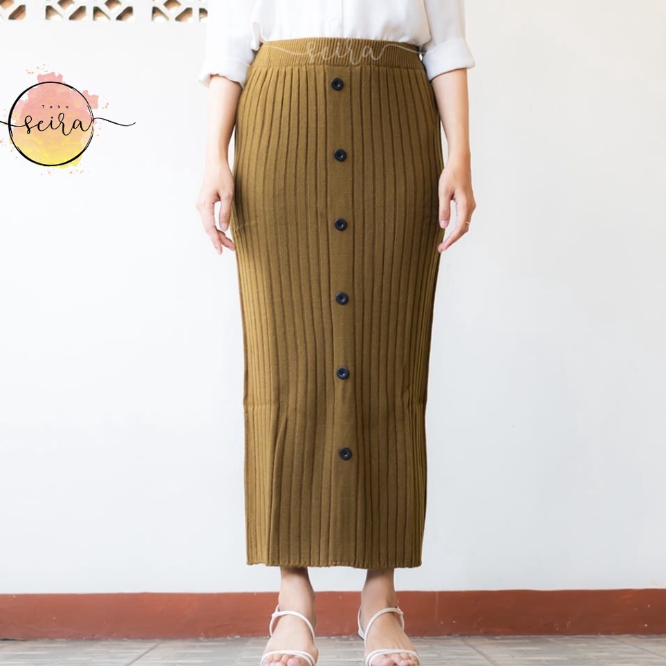 ✨11.11✨ [BISA COD] Rok Span Rajut Kancing Premium / Rok Maxi Kancing Depan / Rok Panjang Wanita / Ro
