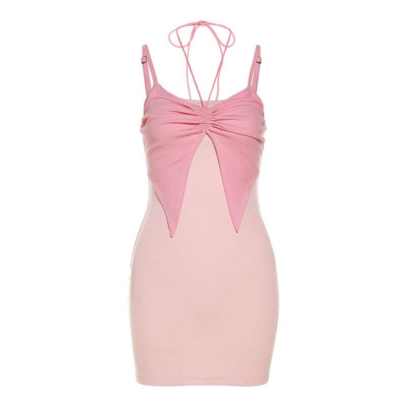 [✅BISA COD] #Sisjuly# Gaun wanita/ Gaun halter dengan jahitan dasi kupu-kupu untuk wanita/ Gaun pela