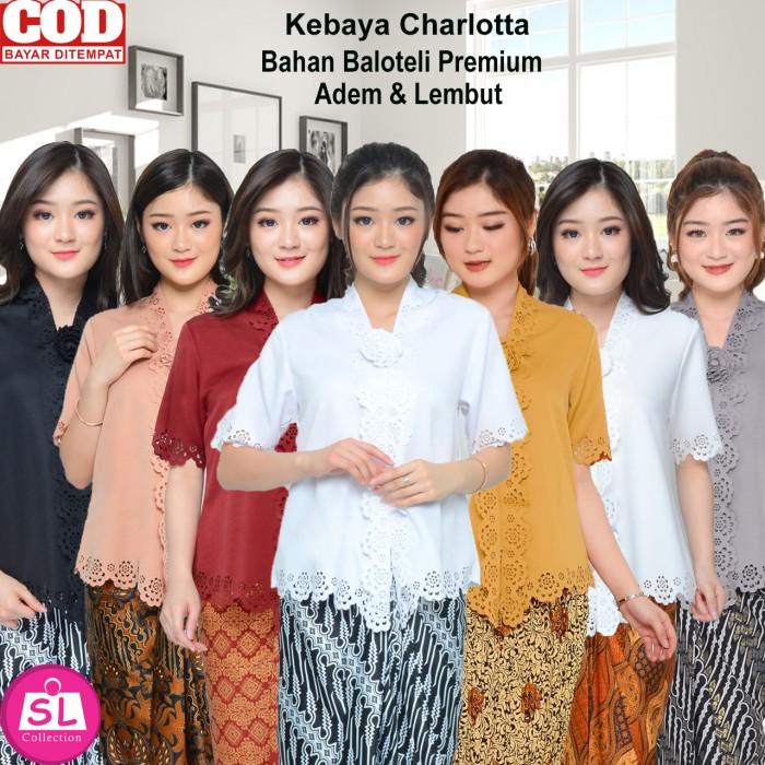 Terlaris Atasan Kebaya Encim Modern Terbaru Warna Coklat|Maroon|Putih|Hitam