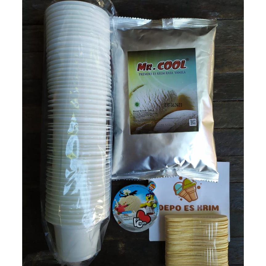

FWLQ0862㊐ Paket Usaha Es Krim Cup Plastik 60 ml Putih Murah (Tepung Bubuk Premiks Premix Ice Cream Mr Cool) ㊪