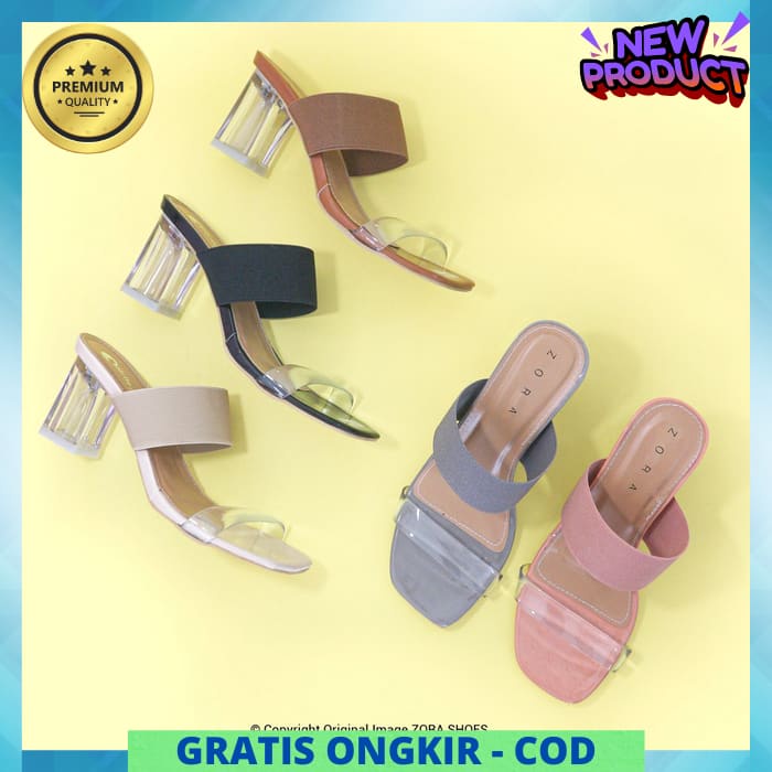 High Heels Wanita Import Pesta 3Cm 7Cm 5Cm Zara Wisuda Hells Hak Tahu Tali Tertutup Sendal Jinjit Ti