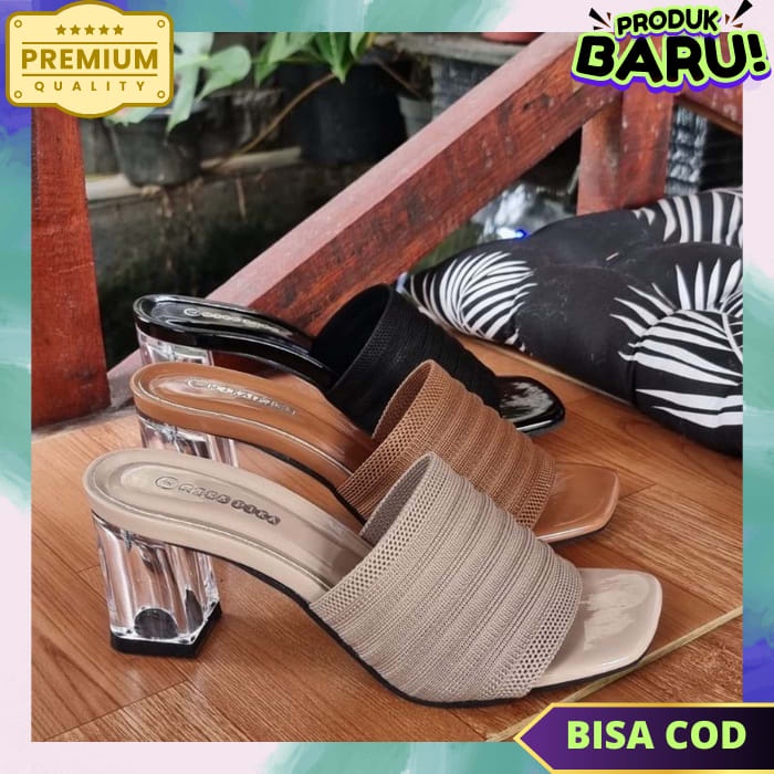 Sandal Terbaru Heals Mewah Elegan Hak Kaca Perempuan Hils Haihils Premium Hak Tinggi Hill Kerja Kant