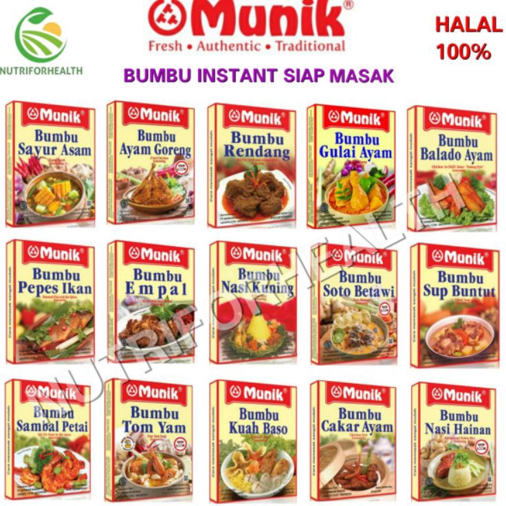 

[KODE PRODUK 09HVO3946] MUNIK BUMBU INSTANT Rasa Sayur Asem Ayam Goreng Opor Ayam Rendang Soto Rawon Nasi Kuning Sambal Petai Gado Gado Empal Semur