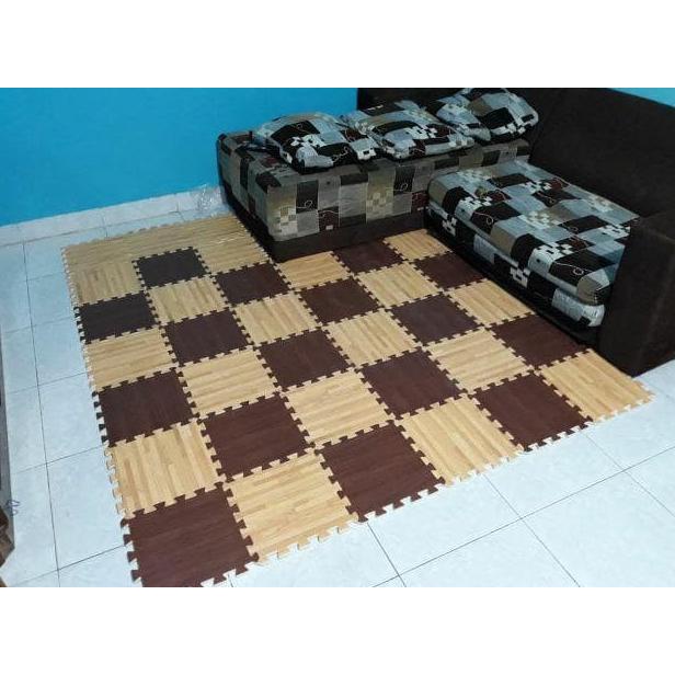 Matras/Tikar/Karpet/Puzzle Alas Lantai Evamat/Evamat Motif Wooden